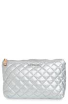 Mz Wallace Zoey Quilted Nylon Cosmetics Case, Size - Tin Metallic