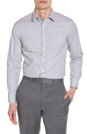 Men's Nordstrom Men's Shop Trim Fit Non-iron Check Dress Shirt 34/35 - Black