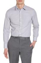 Men's Nordstrom Men's Shop Trim Fit Non-iron Check Dress Shirt 34/35 - Black