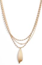 Women's Halogen Curved Metal Layered Chain Pendant Necklace