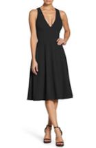 Women's Dress The Population Catalina Tea Length Fit & Flare Dress - Black