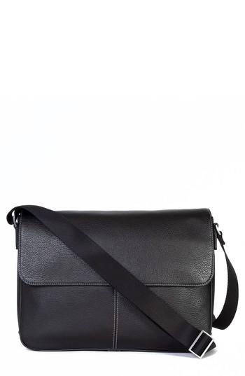 Men's Boconi Tyler Leather Messenger Bag - Black