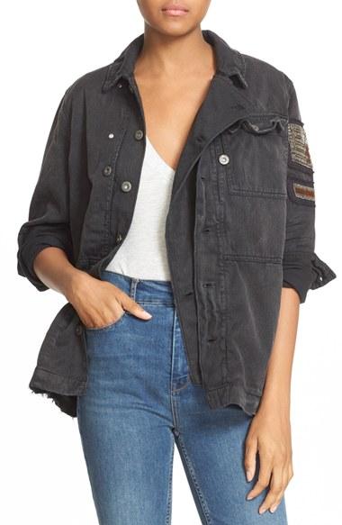 Women's Free People Embellished Military Shirt Jacket