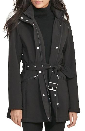 Women's Lauren Ralph Lauren Belted Hooded Soft Shell Jacket