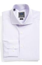 Men's David Donahue Trim Fit Check Dress Shirt 34/35 - Purple