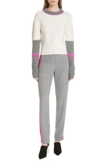 Women's Grey Jason Wu Colorblock Merino Wool Sweater - White