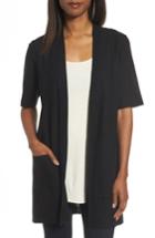 Women's Eileen Fisher Simple Tencel & Merino Wool Cardigan, Size - Black