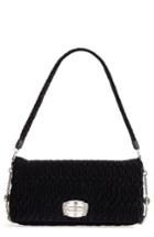 Miu Miu Medium Crystal Embellished Quilted Velvet Shoulder Bag -
