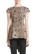 Women's Lela Rose Metallic Jacquard Peplum Top - Metallic