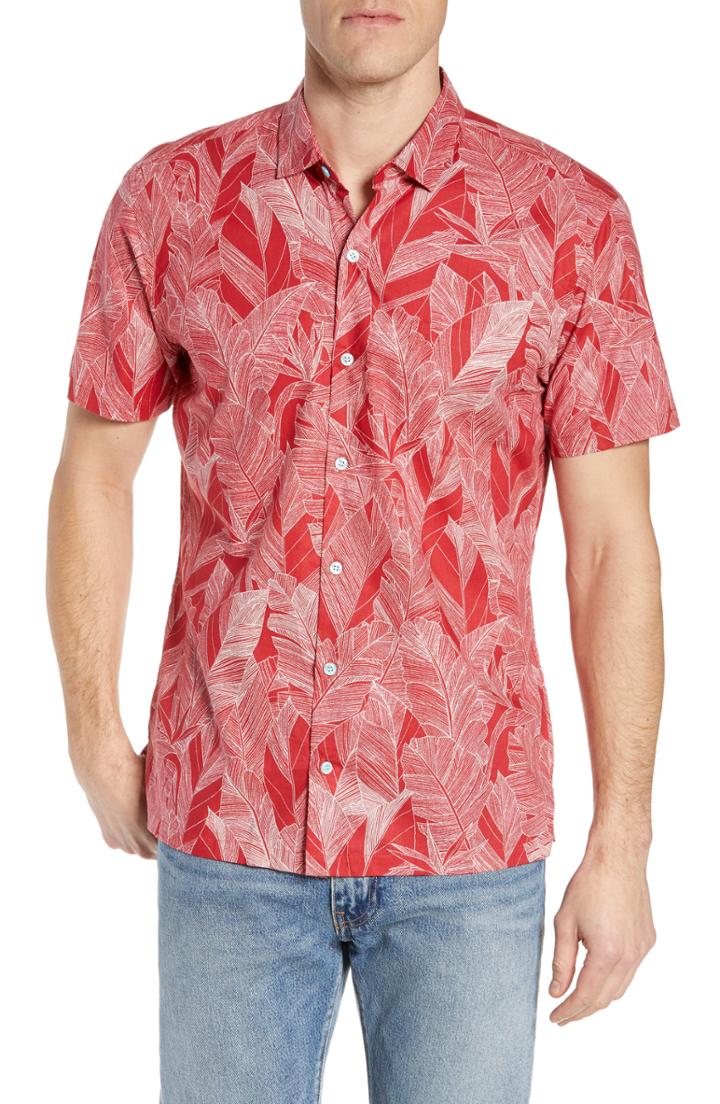 Men's Tori Richard Line N Seek Fit Sport Shirt, Size Small - Red