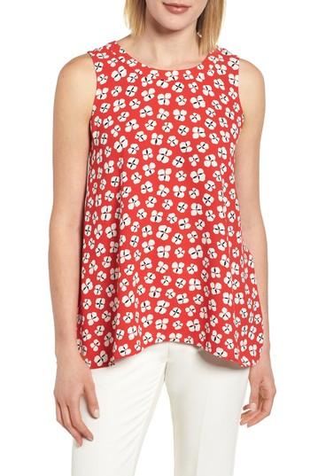 Women's Anne Klein New York Floral High/low Swing Top, Size - Red