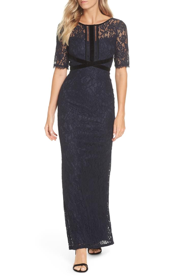 Women's Adrianna Papell Lace Gown (similar To 14w) - Blue