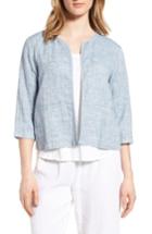 Women's Eileen Fisher Organic Cotton & Linen Crop Jacket - Blue