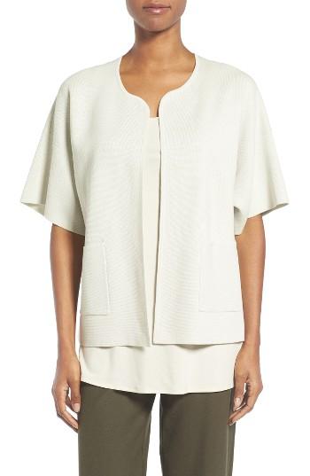 Women's Eileen Fisher Silk & Organic Cotton Cardigan - White