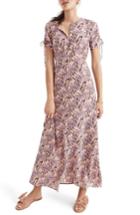 Women's Madewell Oasis Palms Tie Sleeve Silk Maxi Dress - Pink