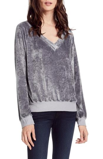 Women's Michael Stars Velvet V-neck Top - Grey