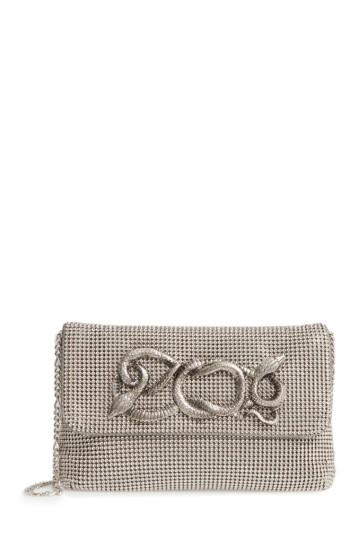 Whiting & Davis Serpent Mesh Clutch - Grey