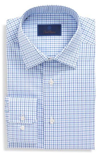 Men's David Donahue Regular Fit Check Dress Shirt .5 - 36/37 - Blue
