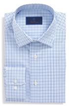 Men's David Donahue Regular Fit Check Dress Shirt .5 - 36/37 - Blue