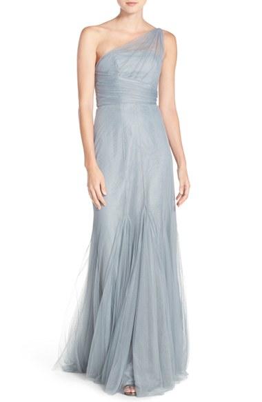 Women's Monique Lhuillier Bridesmaids One-shoulder Tulle Trumpet Gown