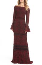 Women's Tadashi Shoji Bell Sleeve Embroidered Lace Gown - Red