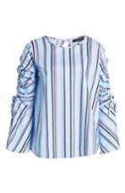 Women's Halogen Ruched Sleeve Stripe Top - Pink
