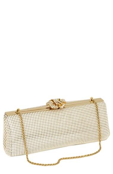 Whiting & Davis 'crystal Flower' Metal Mesh Clutch - Ivory