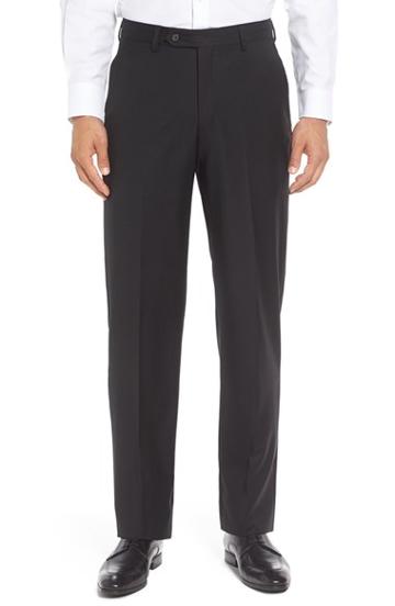 Men's Berle Flat Front Solid Wool Trousers