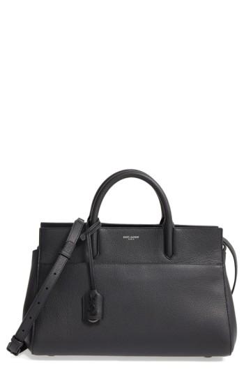 Saint Laurent Small Rive Gauche Grainy Leather Satchel - Black