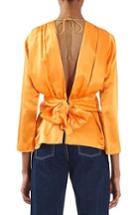 Women's Topshop Boutique Gathered Satin Silk Blouse Us (fits Like 0) - Orange