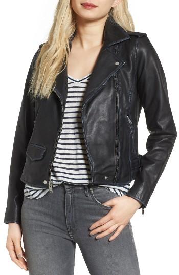 Women's Andrew Marc Whitney Washed Leather Crop Jacket - Black