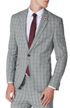 Men's Topman Muscle Fit Check Suit Jacket - Grey