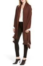 Women's La Fiorentina Wool With Genuine Rabbit Trim Wrap, Size - Brown