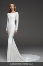 Women's Atelier Pronovias Colorado Crepe & Chantilly Lace Mermaid Gown, Size In Store Only - Ivory