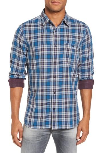 Men's Nordstrom Men's Shop Workwear Duofold Plaid Sport Shirt - Blue/green