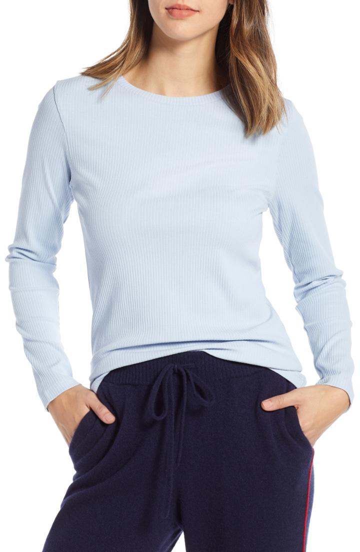Women's 1901 Rib Crewneck Stretch Cotton Top - Blue