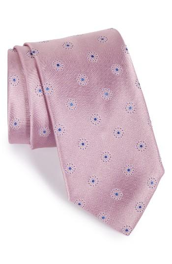Men's Canali Medallion Silk Tie, Size X-long - Pink