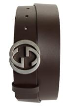 Men's Gucci Logo Buckle Leather Belt