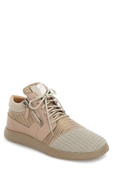 Men's Giuseppe Zanotti Side Zip Sneaker Eu - Beige