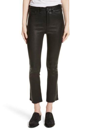 Women's Rag & Bone/jean Hana Crop Flare Leather Pants - Black