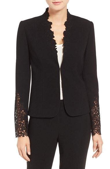 Women's Elie Tahari Corian Lace & Crepe Jacket