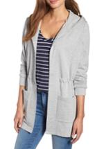 Women's Caslon Hooded French Terry Cardigan - Grey