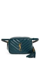 Saint Laurent Lou Quilted Leather Belt Bag With Tassel - Green