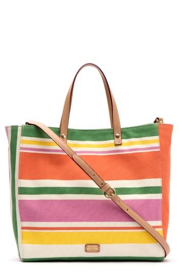 Frances Valentine Large Margaret Stripe Canvas Tote - Beige