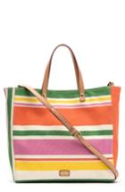 Frances Valentine Large Margaret Stripe Canvas Tote - Beige