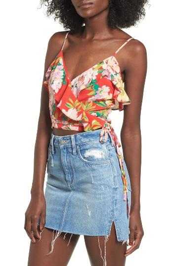 Women's Privacy Please Abbey Crop Wrap Tank - Red