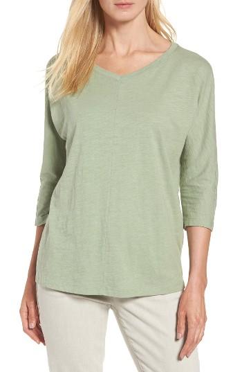 Women's Eileen Fisher Organic Cotton Knit Boxy Top - Green