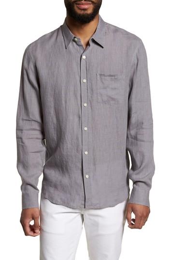 Men's Vince Washed Slim Fit Linen Sport Shirt, Size - Blue