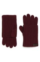 Women's Allsaints Ribbed Cuff Convertible Gloves, Size - Burgundy