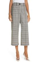 Women's Mm6 Maison Margiela Plaid Wool Blend Wide Leg Crop Pants Us / 42 It - Grey